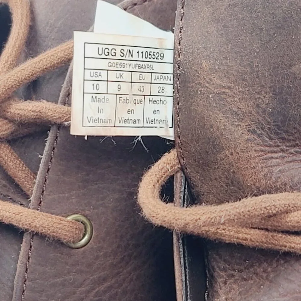 UGG Men's Brown Groveland 1105529 Leather Almond Toe Ankle Chukka Boot Size 10